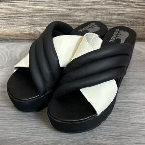 Sorel Women's Black and White Platform Sandals